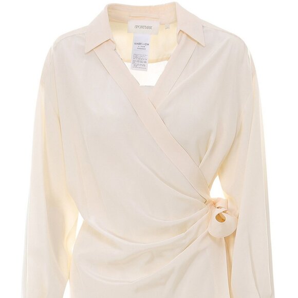 Sportmax Cream Silk Wrap Shirt 8 NWT - Picture 1 of 4